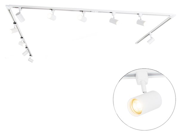 Sistema di illuminazione a binario Smart con 10 faretti bianchi monofase incl. 10 Wifi GU10 50mm - Iconic Jeana