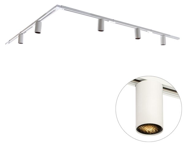 Sistema di illuminazione a binario moderno con 5 faretti bianchi monofase GU10 35 mm - Iconic Ruby