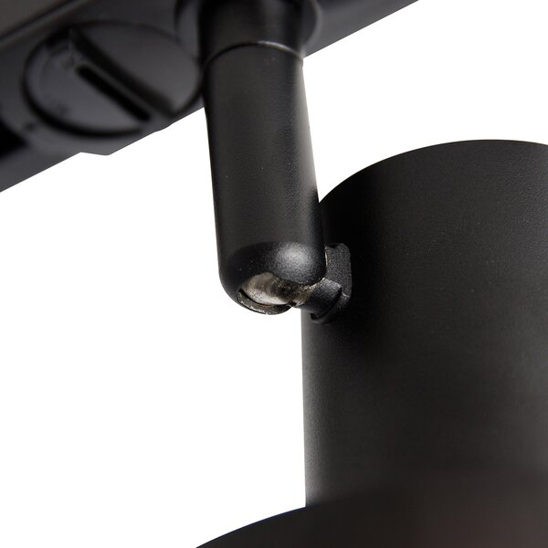 Sistema di illuminazione su binario moderno con 3 faretti neri monofase 100 cm - Iconic Jeany