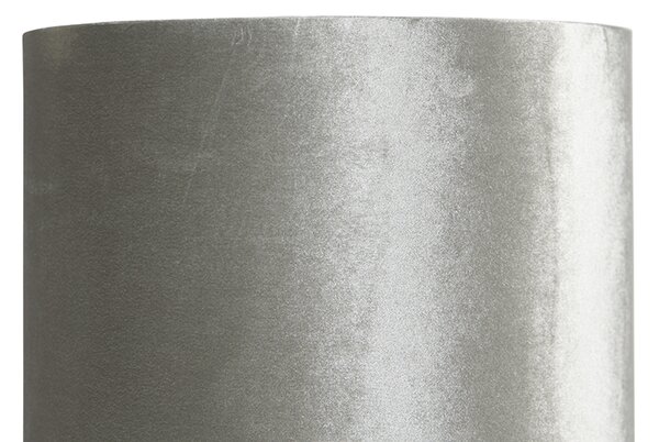 Lampada da terra moderna nera con paralume in velluto grigio - Rich