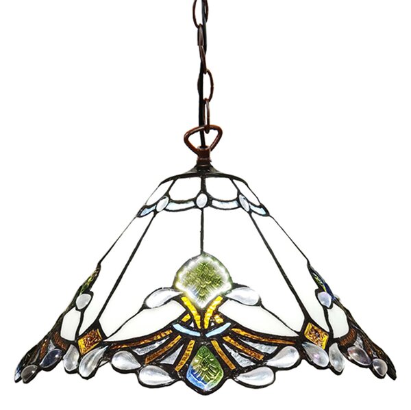 Clayre & Eef lampada a sospensione Tiffany Ø 31x107 cm vetro bianco marrone