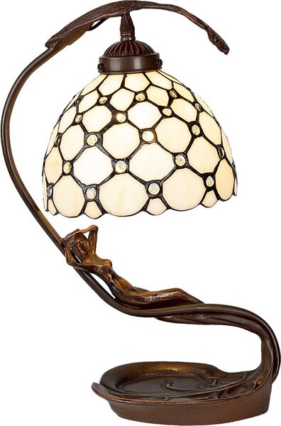 Lampada da tavolo Tiffany Clayre & Eef 28x20x41 cm in vetro beige