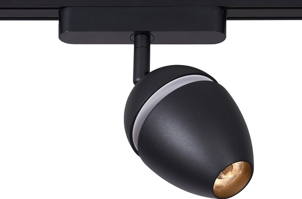 Sistema di illuminazione su binario moderno con 4 faretti neri monofase - Magnetic Eggy