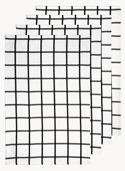 Set di 4 strofinacci neri Grid Pack