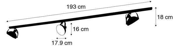 Sistema a binario monofase con 3 faretti neri orientabili - Magnax