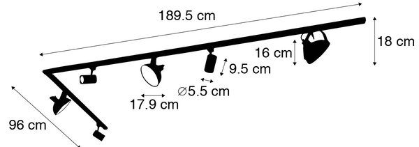 Sistema a binario monofase con 6 faretti orientabili bianchi - Magnax Jeana