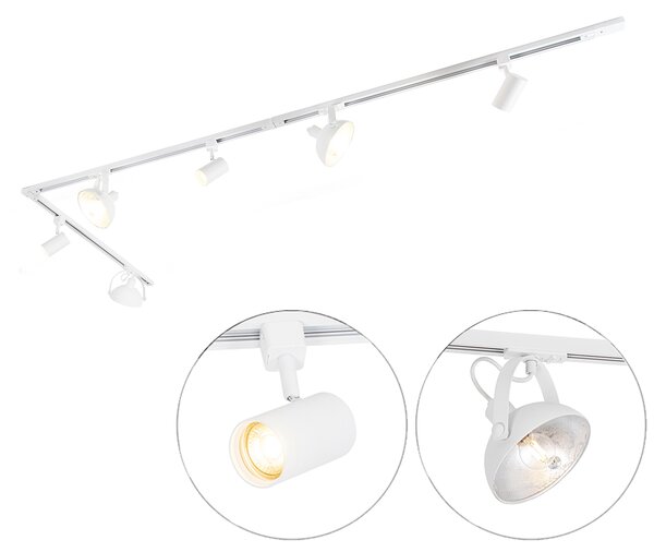 Sistema a binario monofase con 6 faretti orientabili bianchi - Magnax Jeana
