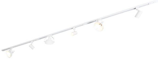 Sistema a binario monofase con 6 faretti orientabili bianchi - Magnax Jeana