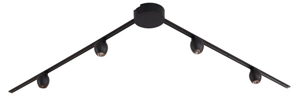 Sistema di illuminazione su binario moderno con 4 faretti neri monofase - Magnetic Zagaye