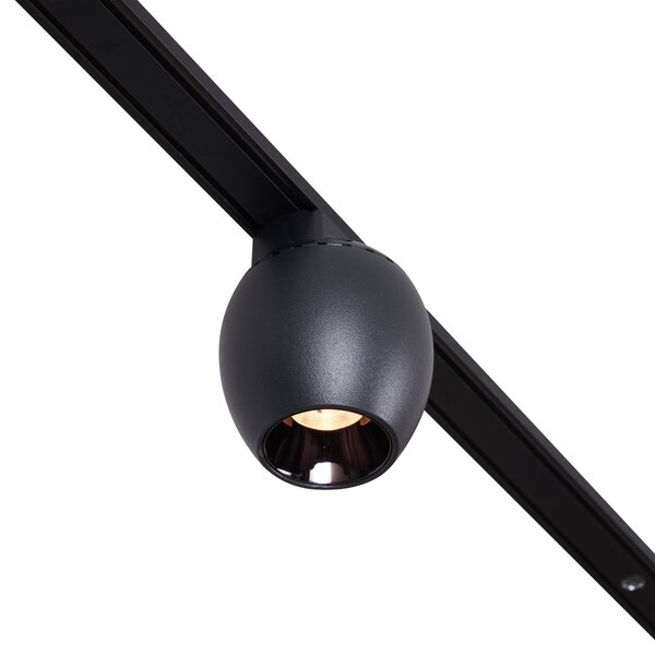 Sistema di illuminazione su binario moderno con 4 faretti neri monofase - Magnetic Zagaye