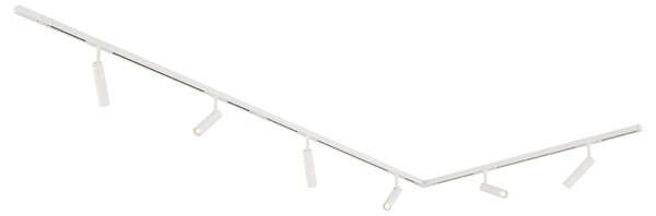 Sistema di illuminazione a binario moderno con 6 faretti bianchi monofase - Slimline Uzzy