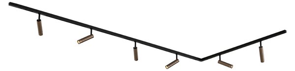Sistema di illuminazione a binario moderno con 6 faretti bronzo scuro monofase - Slimline Uzzy
