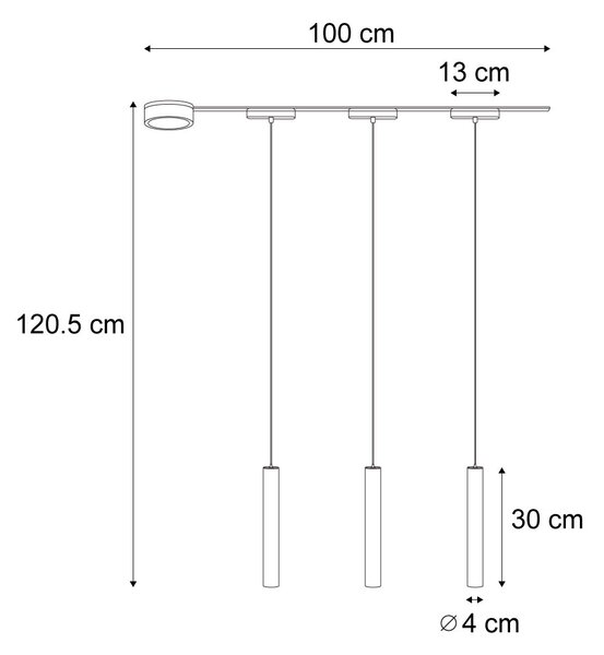 Sistema di illuminazione su binario moderno con 3 luci a sospensione nere monofase - Magnetic Cassie