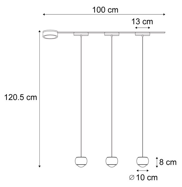 Sistema di illuminazione su binario moderno con 3 luci a sospensione nere monofase - Magnetic Lance