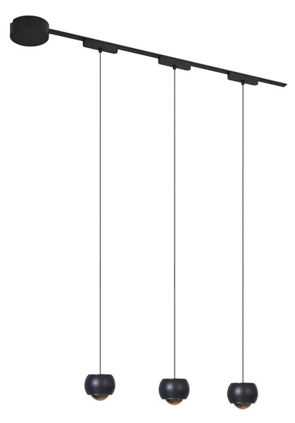 Sistema di illuminazione su binario moderno con 3 luci a sospensione nere monofase - Magnetic Lance