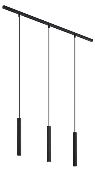 Sistema di illuminazione a binario moderno con 3 faretti a sospensione neri monofase - Slimline Keno