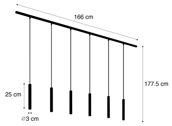 Sistema di illuminazione su binario moderno con 6 luci a sospensione bronzo monofase - Slimline Keno