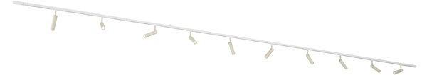Sistema di illuminazione a binario moderno con 10 faretti beige e bianchi monofase - Slimline Uzzy