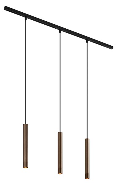 Sistema di illuminazione a binario moderno con 3 luci a sospensione bronzo monofase - Slimline Keno