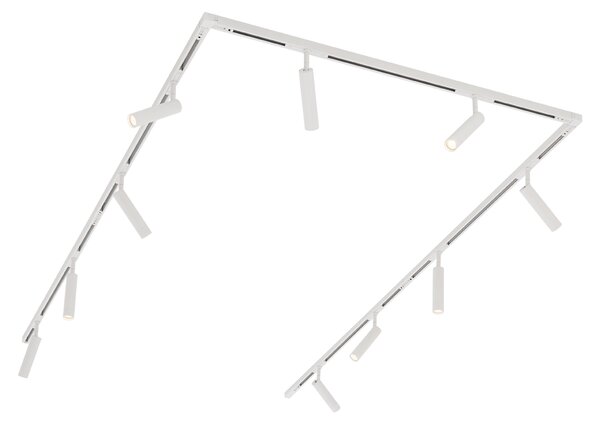 Sistema di illuminazione a binario moderno con 10 faretti bianchi monofase - Slimline Uzzy