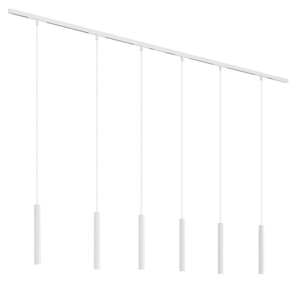 Sistema di illuminazione su binario moderno con 6 luci a sospensione bianche monofase - Slimline Keno