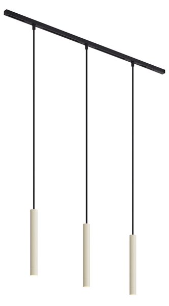 Sistema di illuminazione su binario moderno con 3 luci a sospensione beige e nere monofase - Slimline Keno