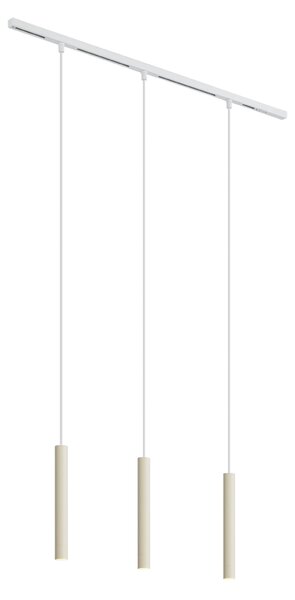 Sistema di illuminazione su binario moderno con 3 luci a sospensione beige e bianche monofase - Slimline Keno