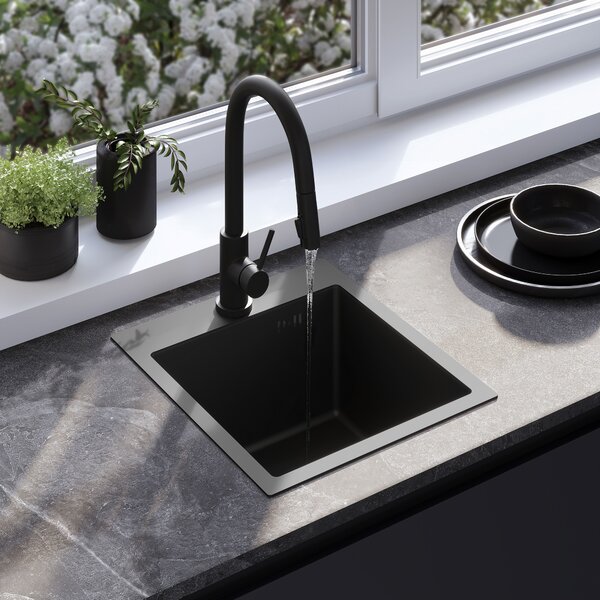 Lavello in acciaio con set di accessori 3 pz. REA Leo 40 Black