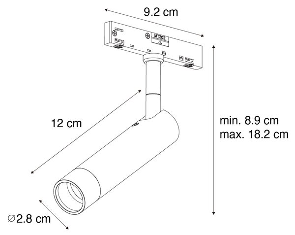 Faretto moderno bronzo scuro per sistema binario monofase - Slimline Uzzy