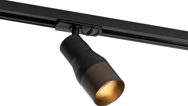 Faretto moderno nero con finitura bronzo scuro per sistema binario monofase - Iconic Kohua