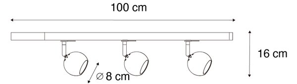 Sistema di illuminazione a binario moderno con 3 faretti oro 1 fase - Iconic Gissi