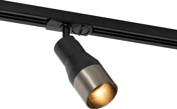 Faretto moderno nero con finitura canna di fucile per sistema a binario monofase GU10 50mm - Iconic Kohua