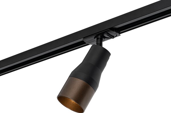 Faretto moderno nero con finitura bronzo scuro per sistema binario monofase - Iconic Kohua