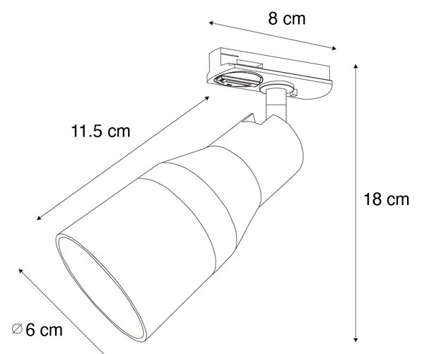 Faretto moderno bronzo scuro per sistema binario monofase - Iconic Kohua