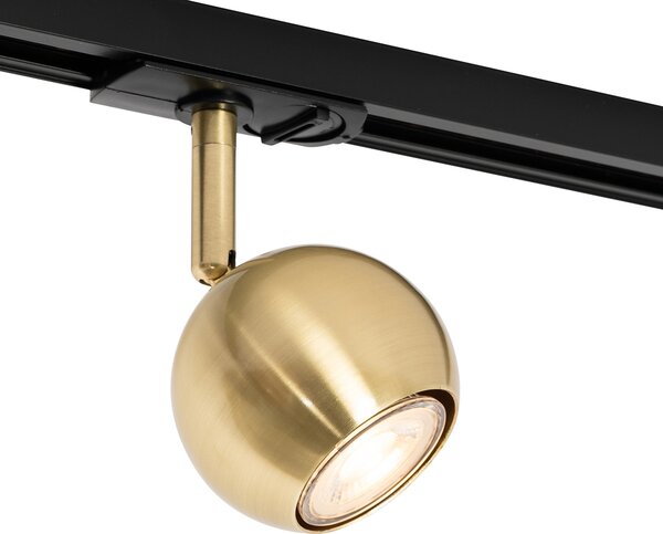 Sistema di illuminazione a binario moderno con 3 faretti oro 1 fase - Iconic Gissi
