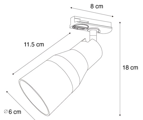 Faretto moderno nero per sistema binario monofase - Iconic Kohua
