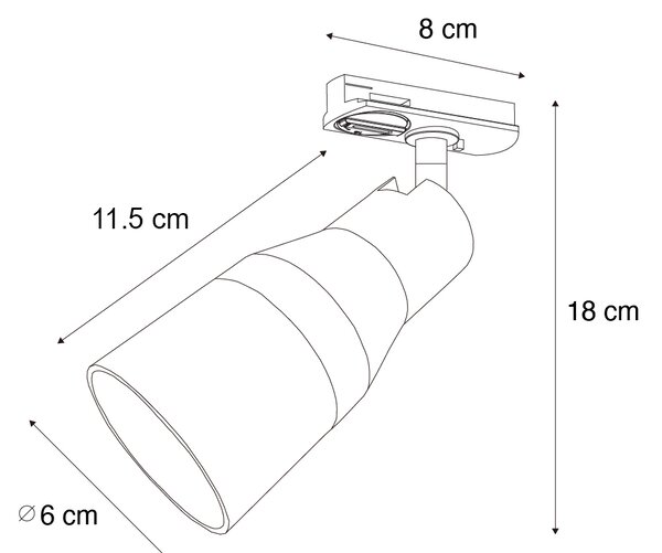 Faretto moderno beige con oro per sistema a binario monofase GU10 50mm - Iconic Kohua