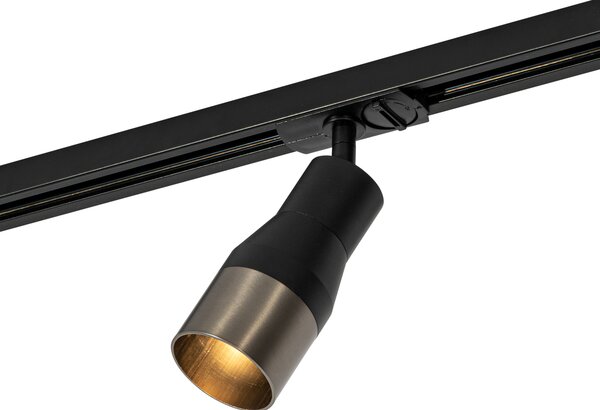 Faretto moderno nero con finitura canna di fucile per sistema a binario monofase GU10 50mm - Iconic Kohua