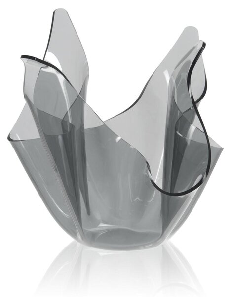 Vaso, Centrotavola, Forma Iconica in Plexiglass SLIM Linea Drappeggi D'AUTORE Dimensioni 22x21x h 21 cm - 0,5 kg Colore Grigio Trasparente