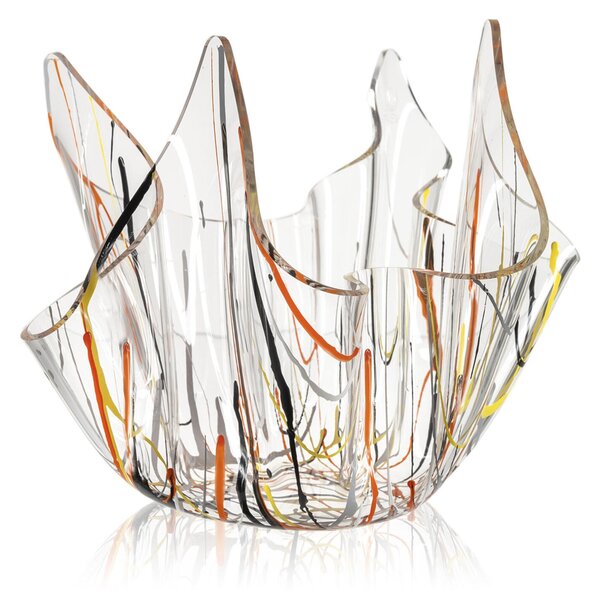 Vaso, Centrotavola, Forma Iconica in Plexiglass SLIM Linea Drappeggi D'AUTORE Dimensioni 22x21x h 21 cm - 0,5 kg Colore Multicolor