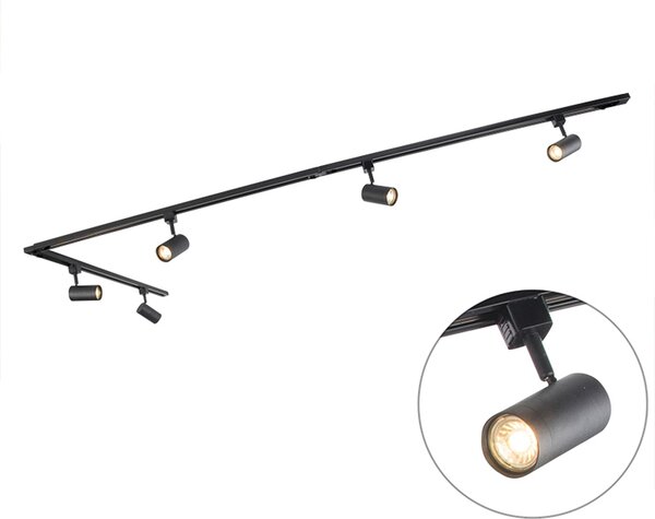 Sistema a binario 1-fase intelligente 5 faretti incl. 5 GU10 nero - Jeana