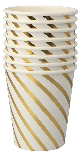 Bicchieri di carta monouso in set da 8 Gold Swirl - Meri Meri