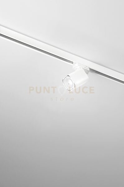 Faretto in alluminio bianco per binario trifase quadrato 5,5x5,5cm 