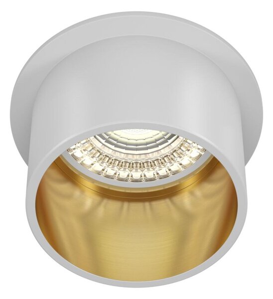 Faretto Moderno Reif Alluminio Bianco 1 Luce Diffusore Vetro Oro