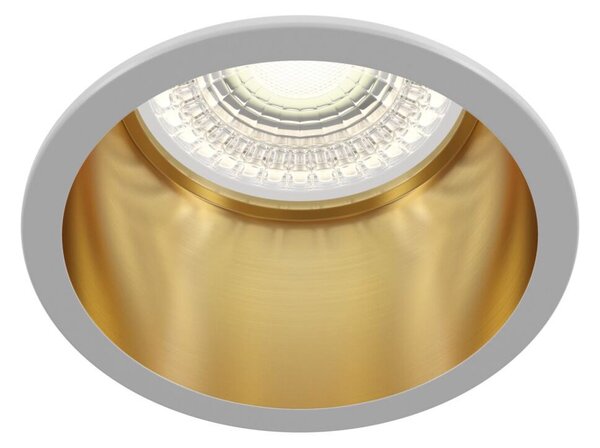 Faretto Da Incasso Moderno Reif Alluminio Bianco 1 Luce Diffusore Oro
