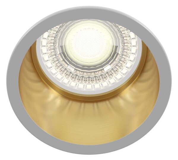 Faretto Da Incasso Moderno Reif Alluminio Bianco 1 Luce Diffusore Oro