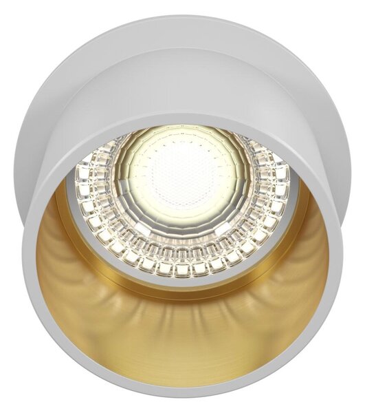 Faretto Moderno Reif Alluminio Bianco 1 Luce Diffusore Vetro Oro