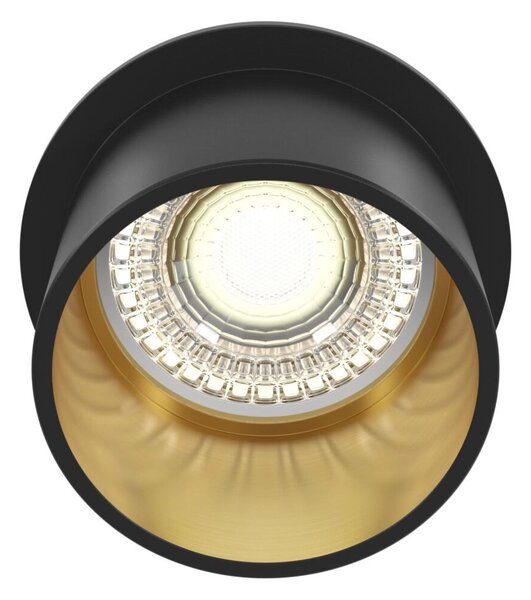 Faretto Da Incasso Moderno Reif Alluminio Nero 1 Luce Diffusore Vetro Oro