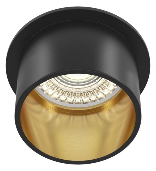 Faretto Da Incasso Moderno Reif Alluminio Nero 1 Luce Diffusore Vetro Oro