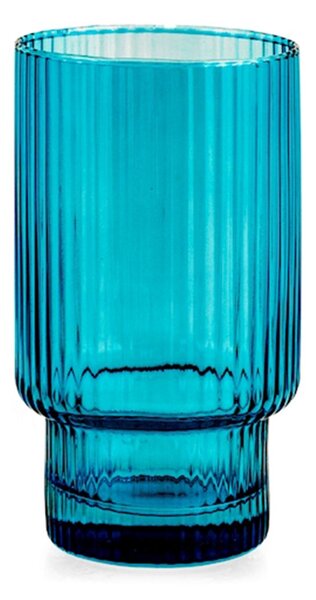 Set 6 bicchieri Bliss in vetro rigato colore blu cl 45